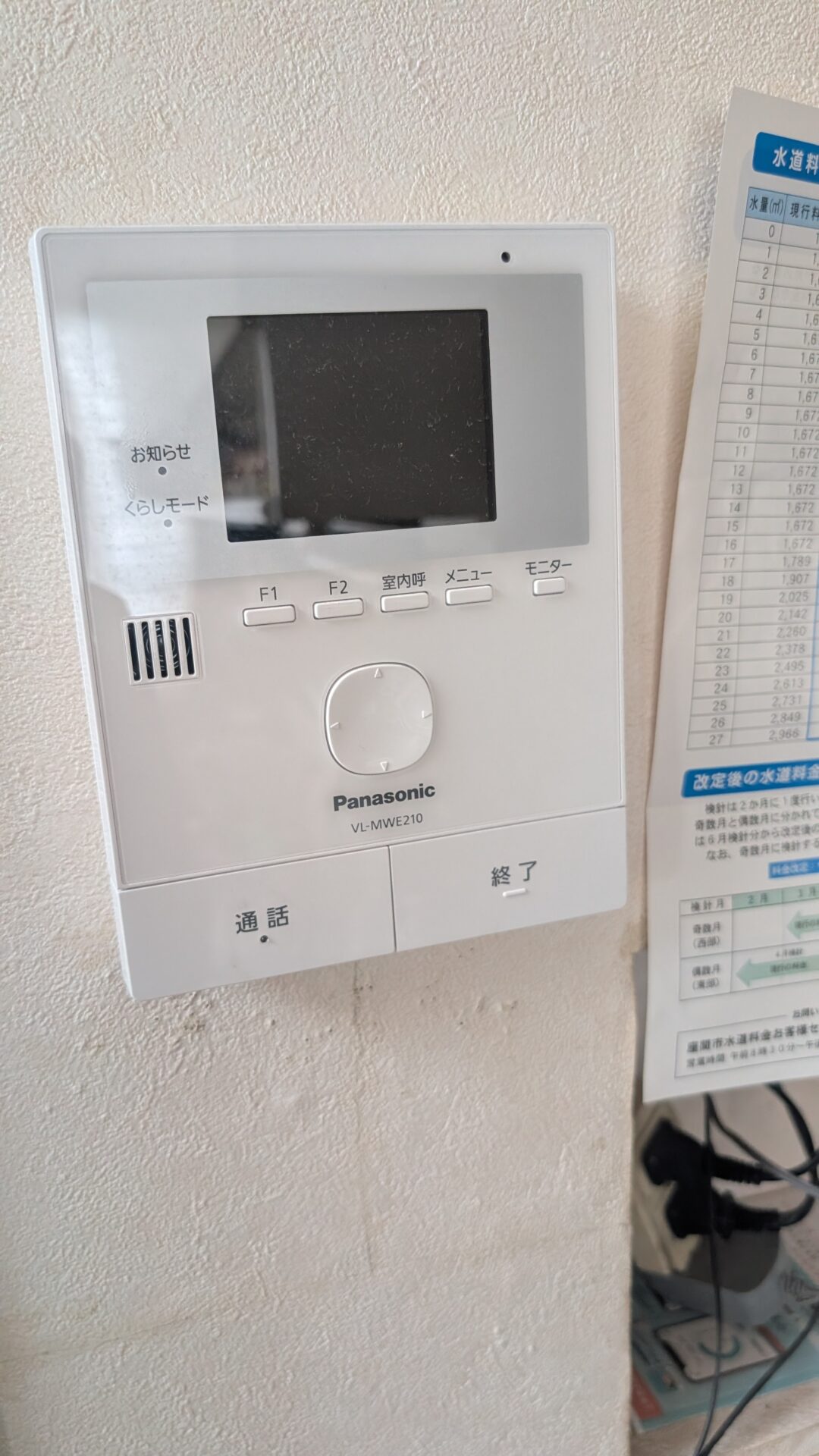 実家に設置したパナソニックのテレビドアホン（玄関子機まで有線のタイプ）親機